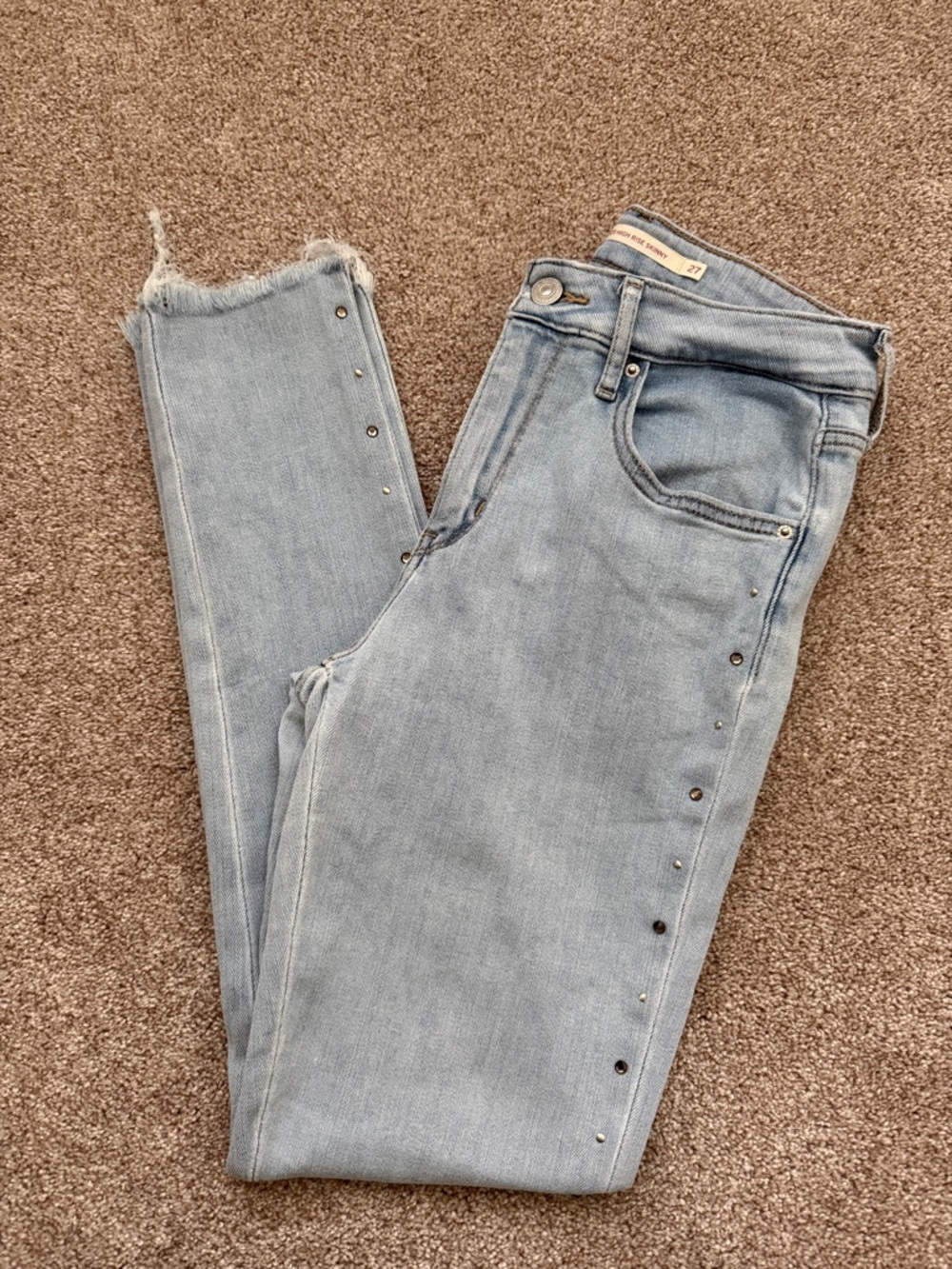 Levi's 721 High Rise Skinny with Light Blue Studs